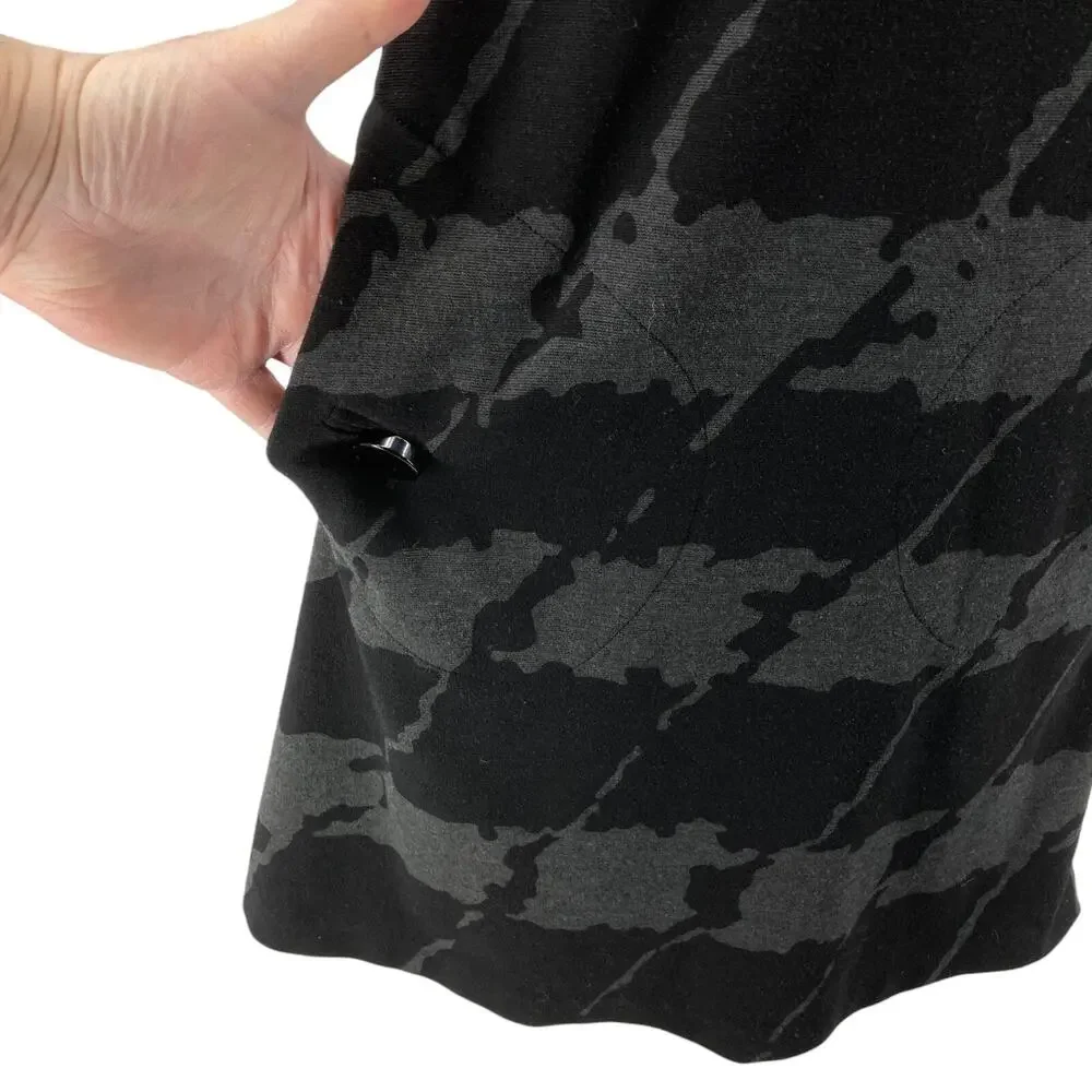 Michael Kors Black Gray Camouflage Sheath Dress Small Womens Sleeveless Back Zip